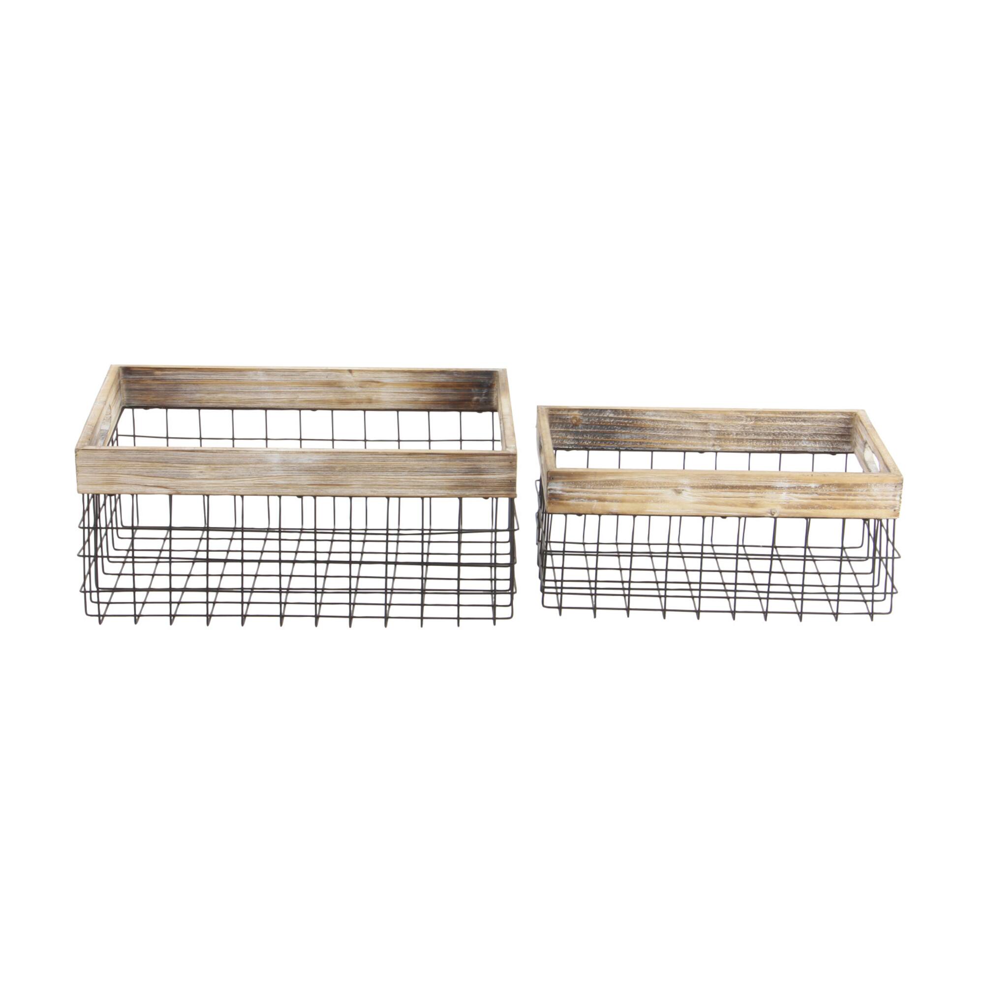 Black Metal Farmhouse Storage Basket Set